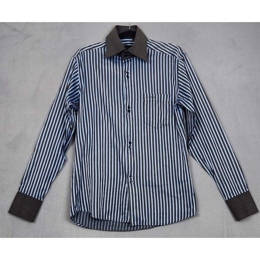 PAUL SMITH LONDON Dress Shirt Mens Large Blue Striped Button Up Career Office
